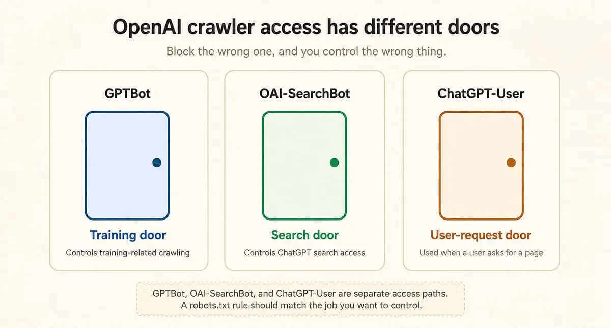 OpenAI’s current documented GPTBot user-agent string includes GPTBot/1.3.