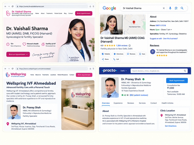 Doctor information across website, Google Business Profile, hospital profile and directory listings